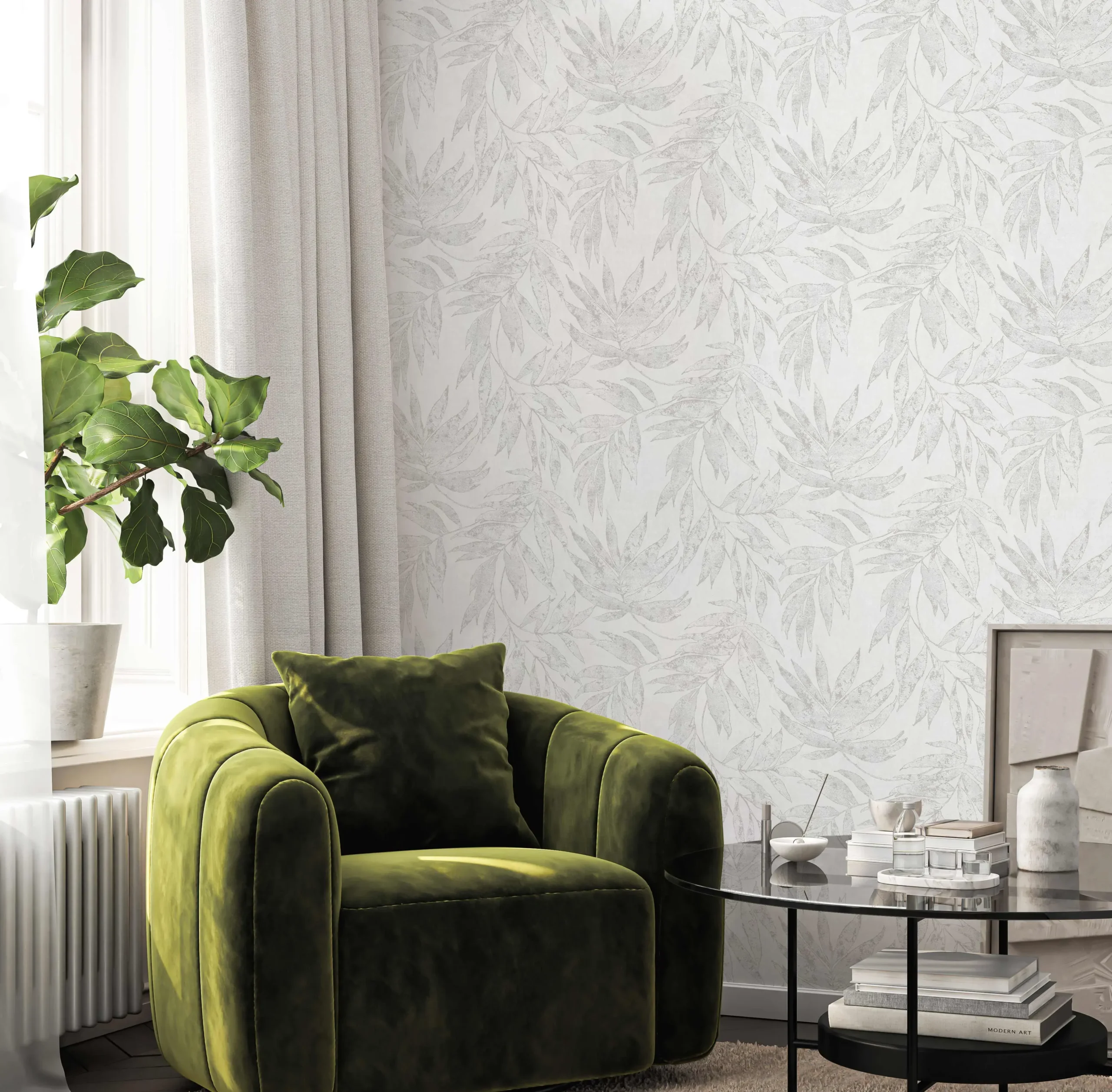 Gray Embossed Wallpaper – Natural Charm (24208-1)